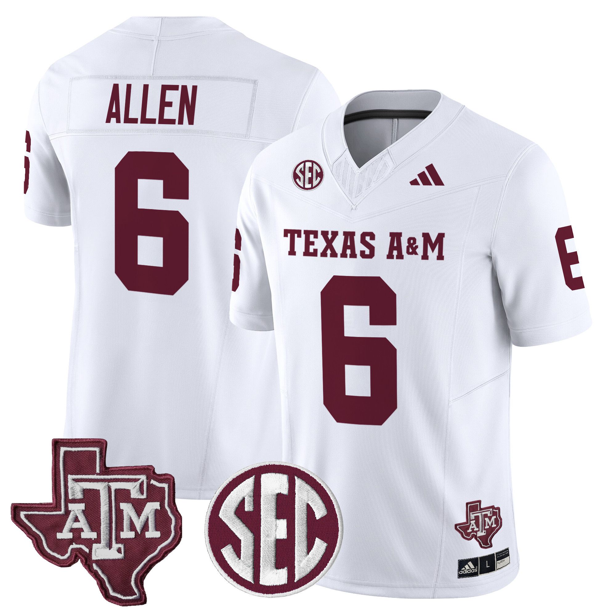 Men Texas A&M Aggies #6 Allen White 2024 Vapor Limited NCAA Jersey->ncaa teams->NCAA Jersey